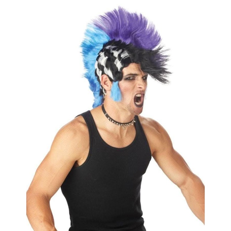 “Checkered Mohawk Punk” Halloween Wig