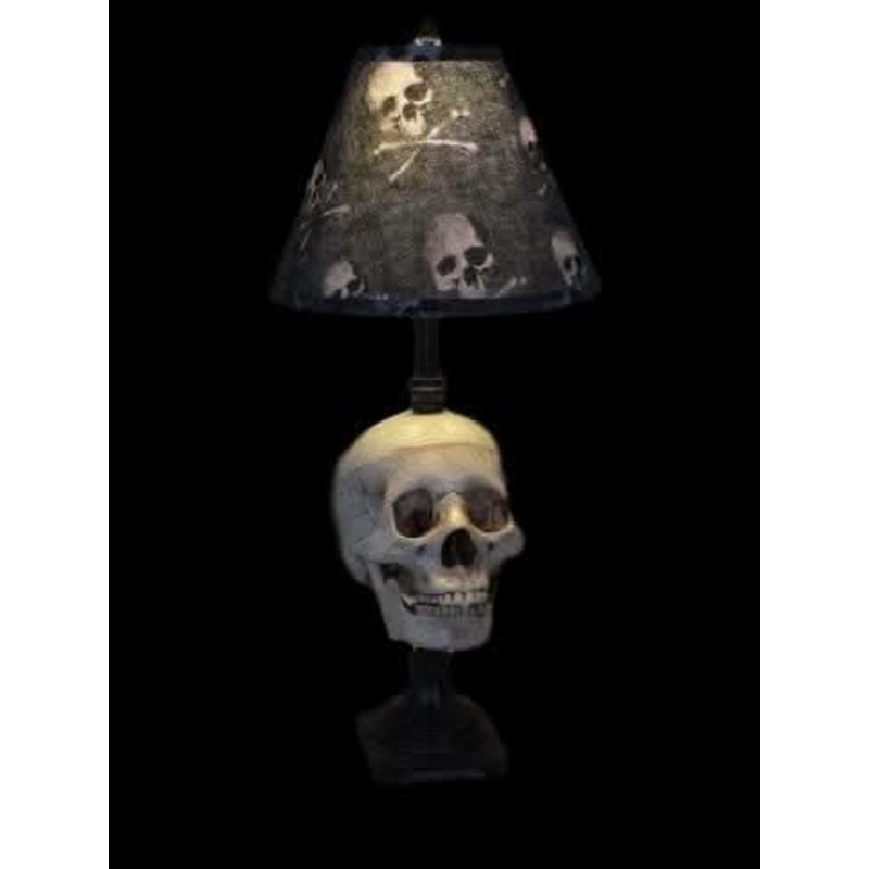 “Desk Lamp with Life-size Skull and Bone Shade” Haunted House Lighting