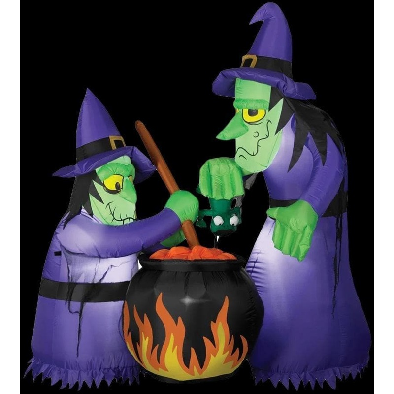 “Double Witch and Cauldron” Animated Air-blown Inflatable Decoration – 6 Foot Tall
