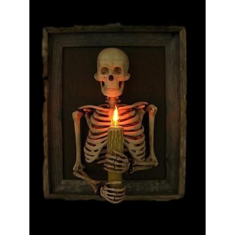 “Framed 3D Skeleton Torso Holding Candle” Hanging Haunted House Decoration