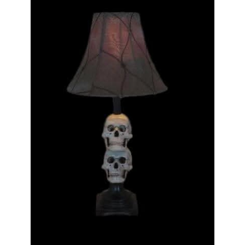 “Desk Lamp with 2 Mini-Skulls and Antique Shade” Haunted House Lighting