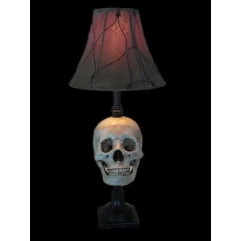 “Desk Lamp with Life-size Skull and Antique Shade” Haunted House Lighting