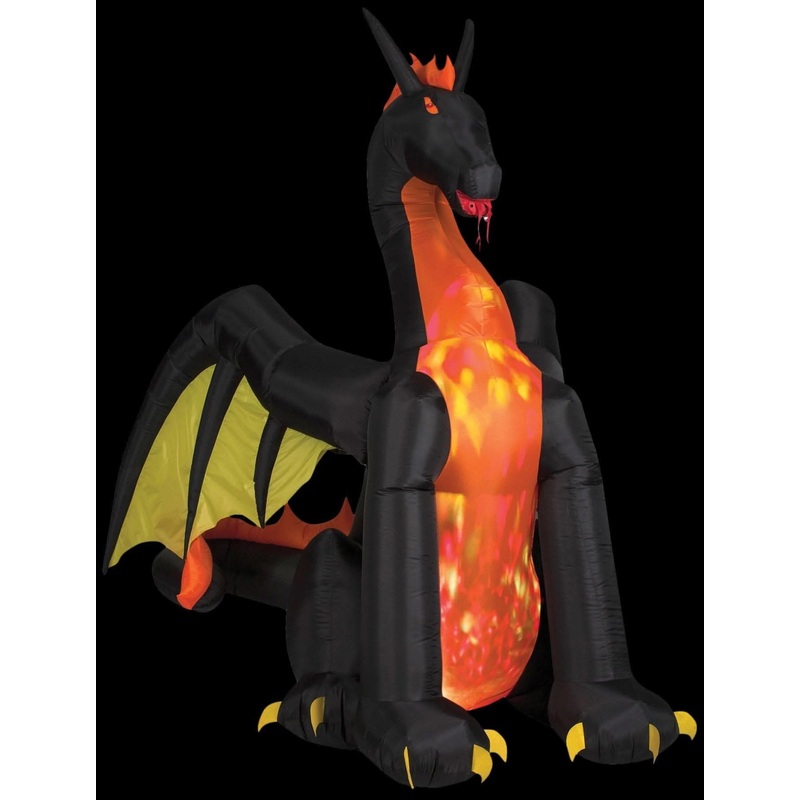 “Dragon with Projection and Fire” Air-blown Inflatable Halloween Decoration
