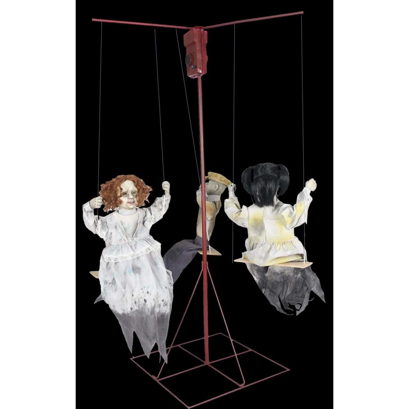 “Ghostly Go Round – Creepy Dolls” – 3 Dolls Halloween Animatronic Decoration