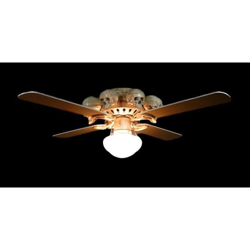 “Ceiling Fan with 8 Small Skulls and Light” Haunted House Lighting