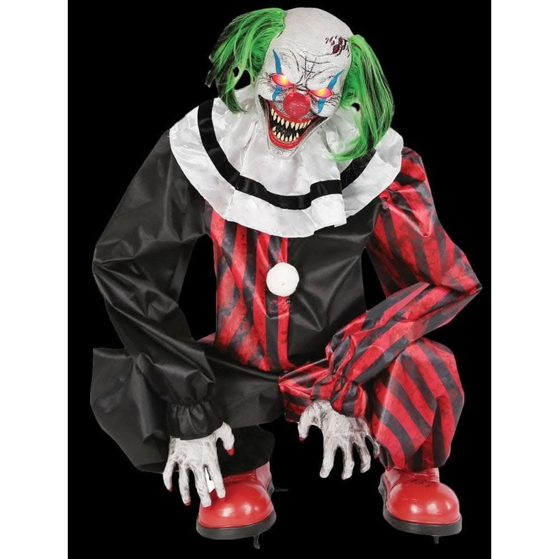 “Crouching Clown Red” Halloween Animatronic Decoration