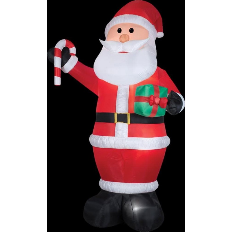 Airblown Santa with Gift and Candy Cane Inflatable