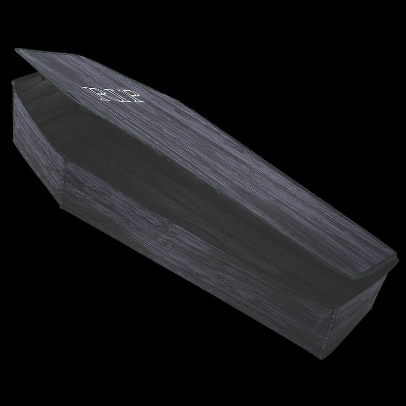 60″ Wooden-Look Black Coffin With Lid Halloween Decoration