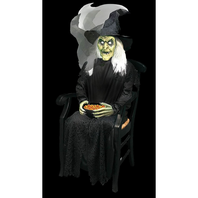 Animated Sitting Witch Halloween Prop
