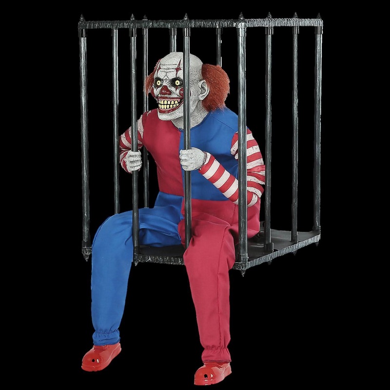 Caged Clown Halloween Animatronic Decoration