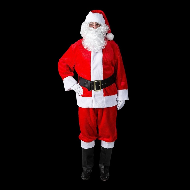 Adult Mens 10-Piece Deluxe Plush Santa Suit Costume