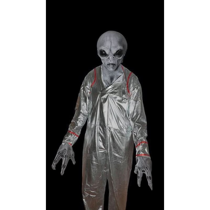 “Alien Grey” HD Studios Alien Costume Costume with Mask Hands and Red Lined Spacesuit