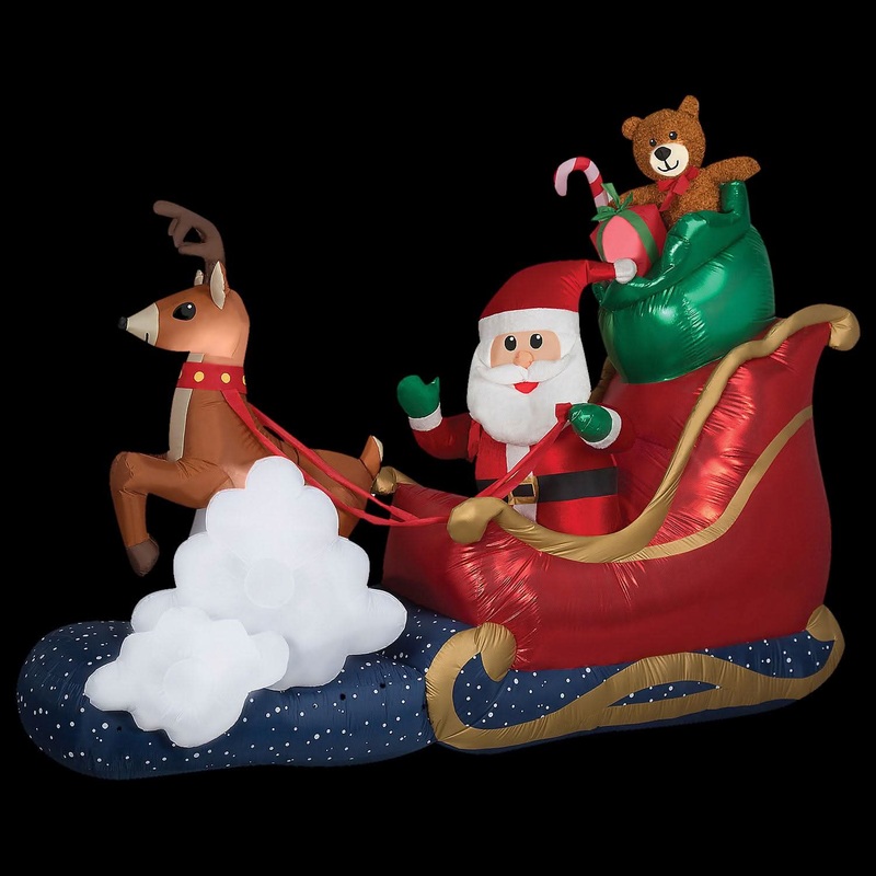 Animated Luxe Waving Santa w/ Rocking Reindeer on a Cloud 84″ Inflatable Christmas Outdoor Yard Decor