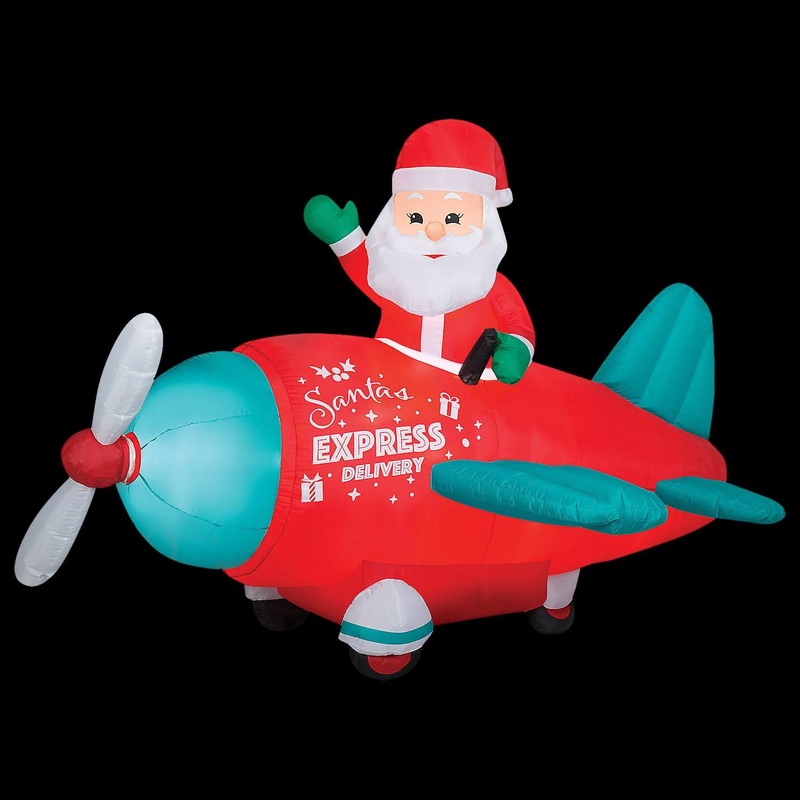 Animated Santa in Vintage Airplane 61″ Inflatable Christmas Outdoor Yard Decor