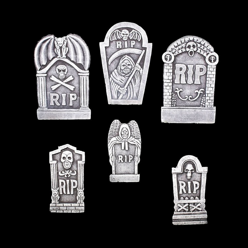 Grim Reaper RIP Foam Tombstone Halloween Decorations Set  6 Pc.