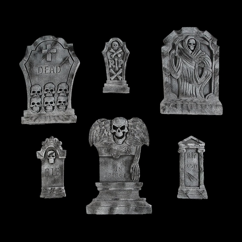 Spooky Graveyard Foam Tombstone Halloween Decorations Set  6 Pc.