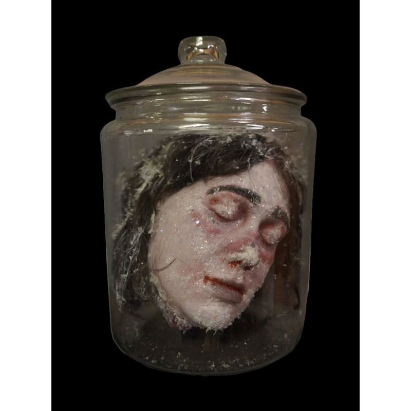 Frozen Jessica Head in Jar Halloween Prop
