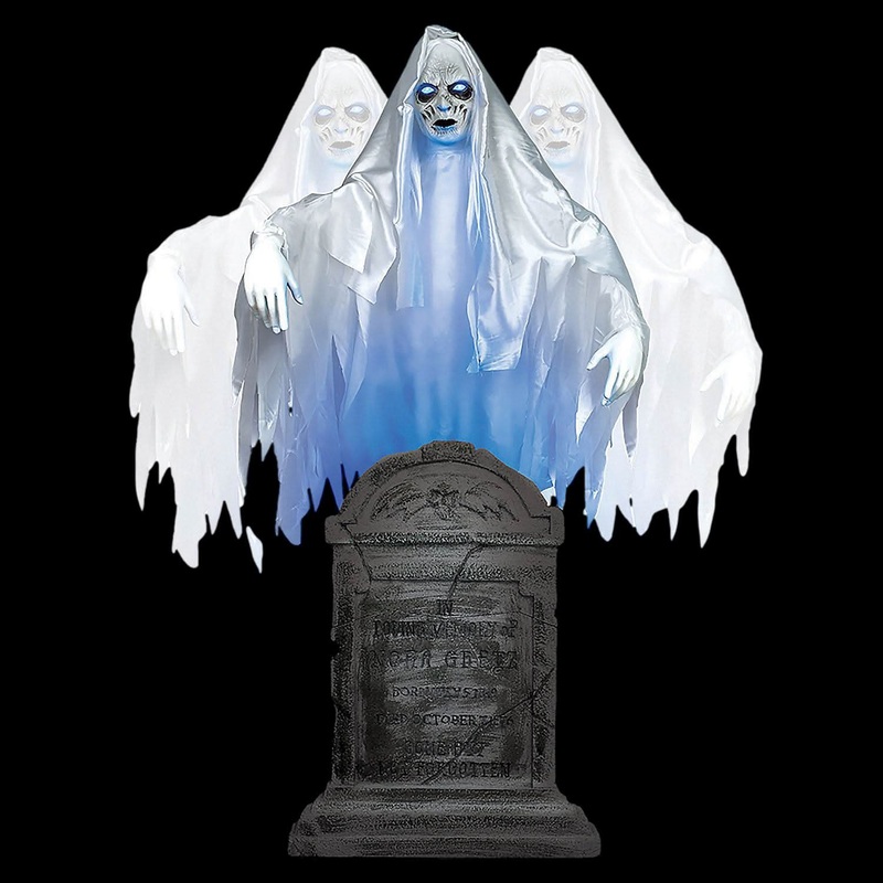 “Ghost Woman Over Tombstone Graveyard Halloween Prop