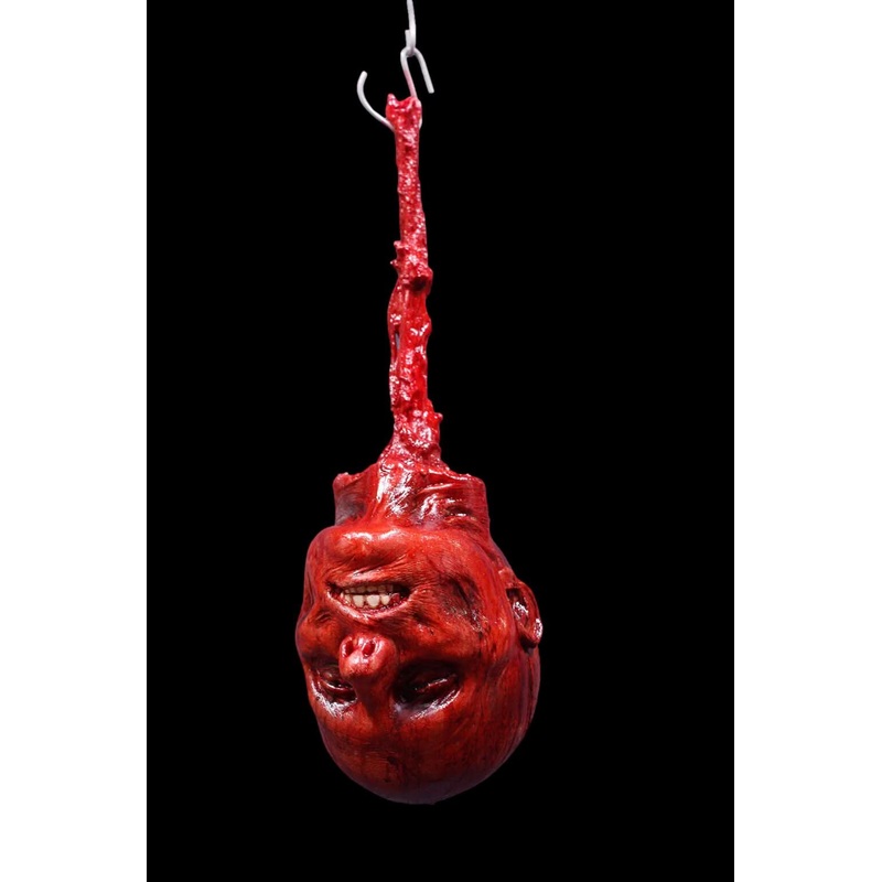 Hanging Skinned Luttra Head Halloween Prop