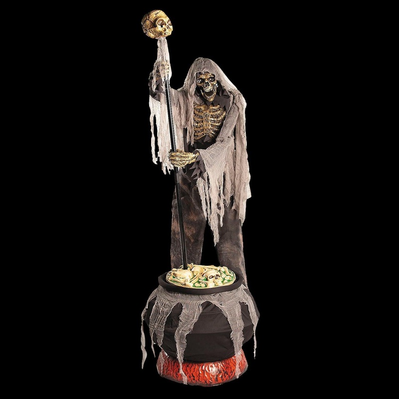 NEW FOR 2025 Light-Up Skeleton Stirring Cauldron Halloween Animatronic Decoration