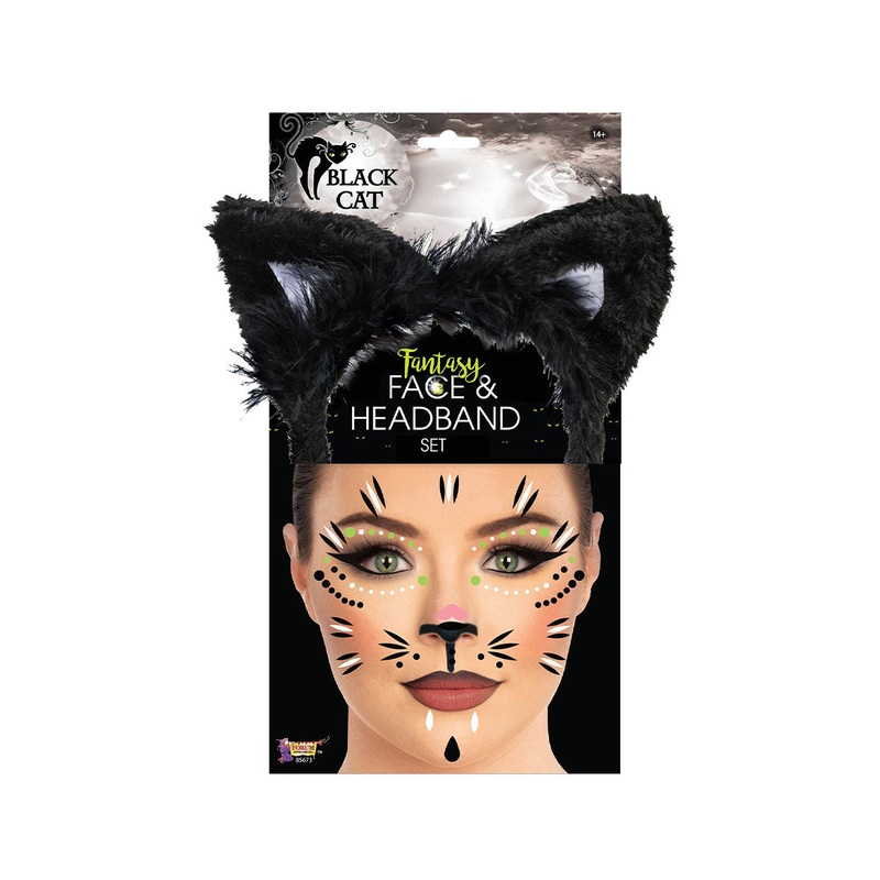Black Cat Face and Headband Set