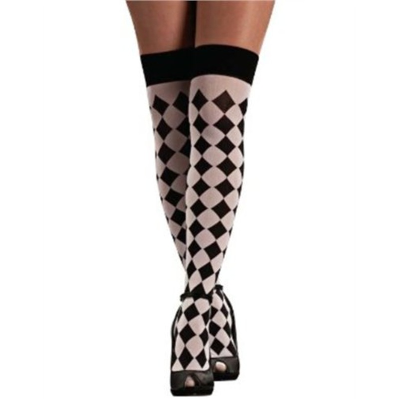 Harlequin Black & White Thigh Highs