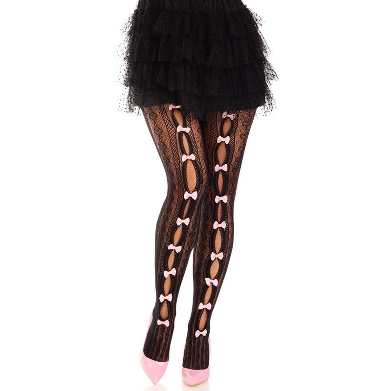Sweetheart Striped Tights with Mini Bow Detail