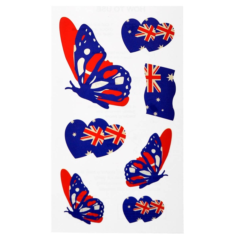 Aussie Flag Butterflies Australia Day Temporary Tattoos