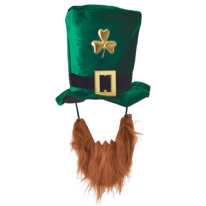 Lucky Little Green Leprechaun Shamrock Hat With Beard
