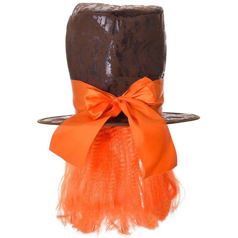 Mad Hatter Alice in Wonderland Hat with Orange Wig Accessory