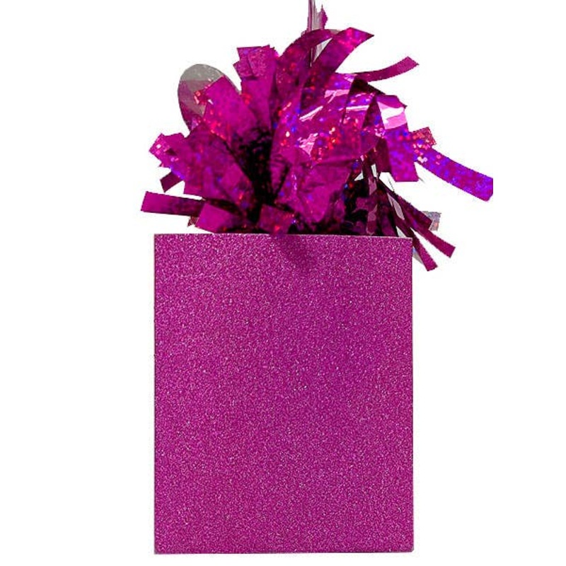 Magenta Pink Holographic and Glitter 15cm Box Balloon Weight