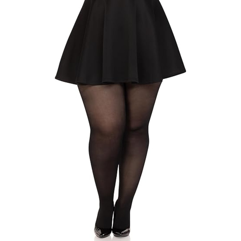 Opaque Sheer to Waist Tights with Cotton Crotch – Queen Size