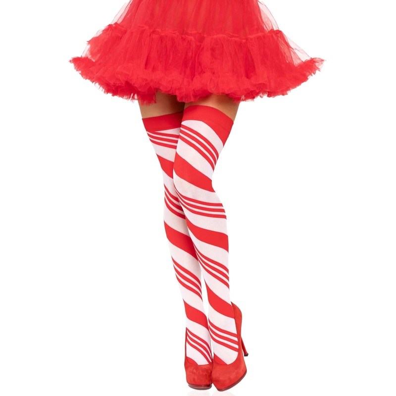 Sheer Candy Cane Striped Thigh Highs