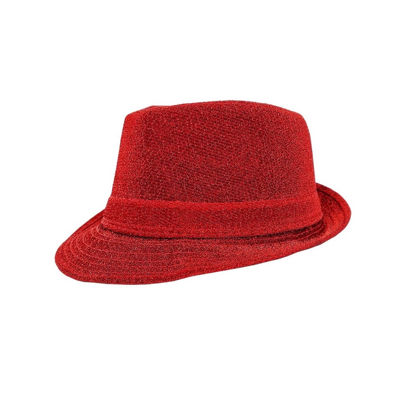 Sparkly Red Lurex Fedora Adults Costume Hat
