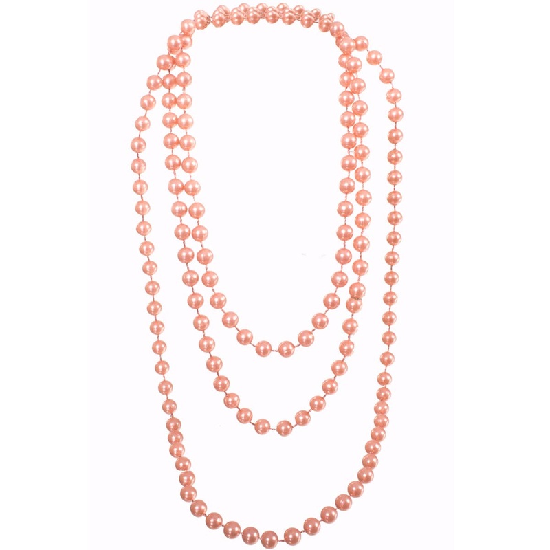 1920s Rose Gold Long Faux Pearl Flapper Necklace