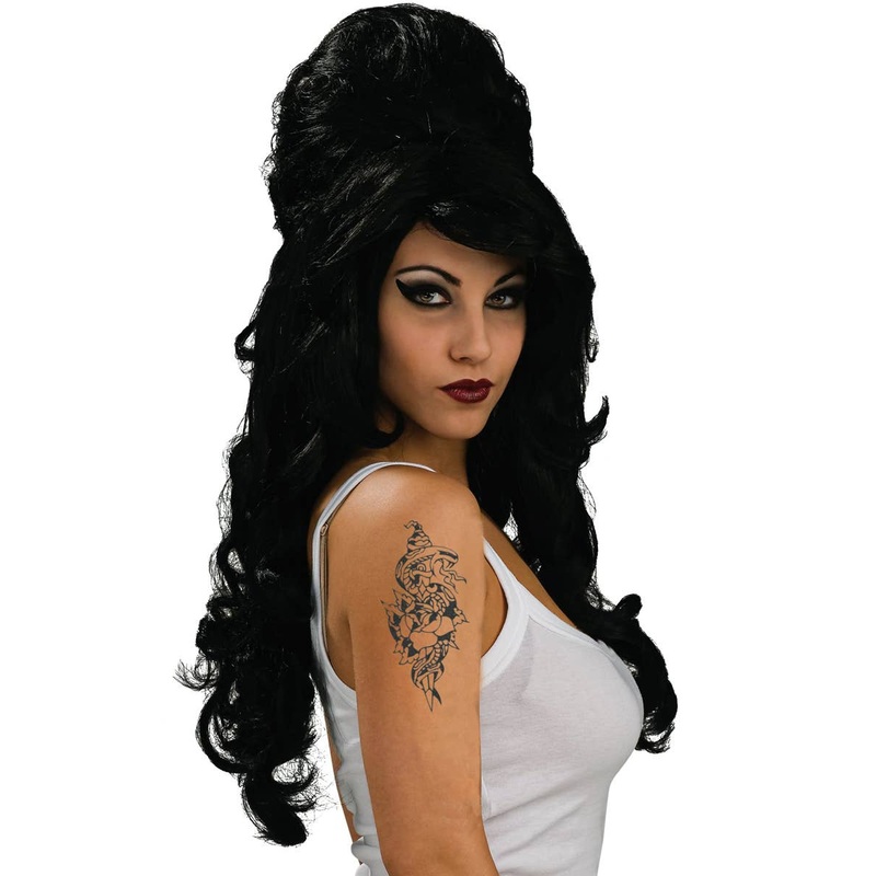 Amy Winehouse Style Black Beehive Womens Costume Wig