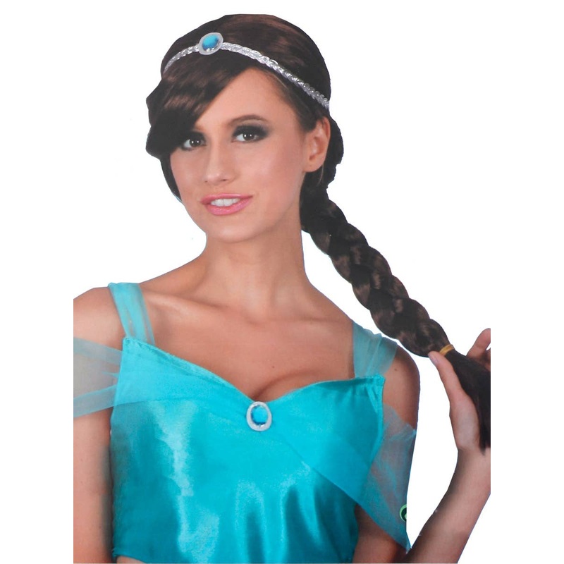 Arabian Princess Womens Brown Side Braid Costume Wig