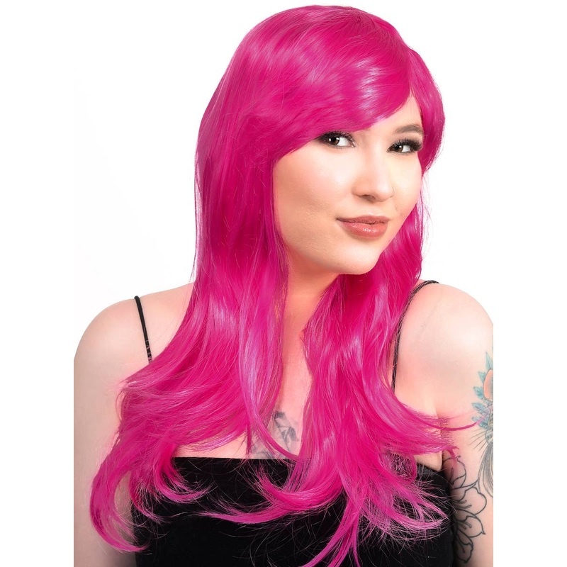 Blair Raspberry Pink Long Wavy Womens Costume Wig