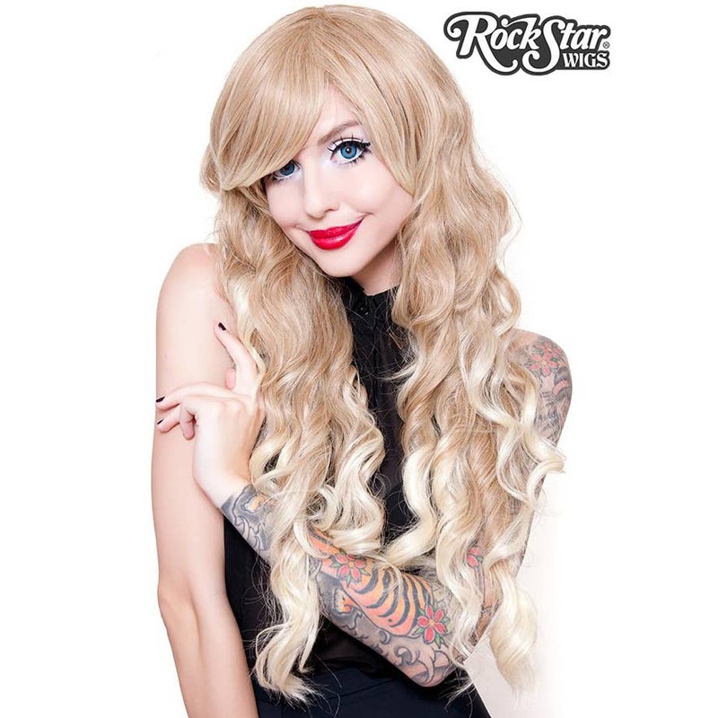 Classic Long Curly Blonde Ombre Womens Fashion Wig