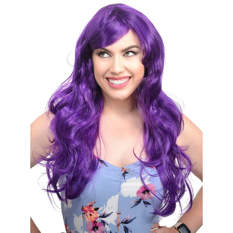 Demi Royal Purple Long Wavy Womens Costume Wig