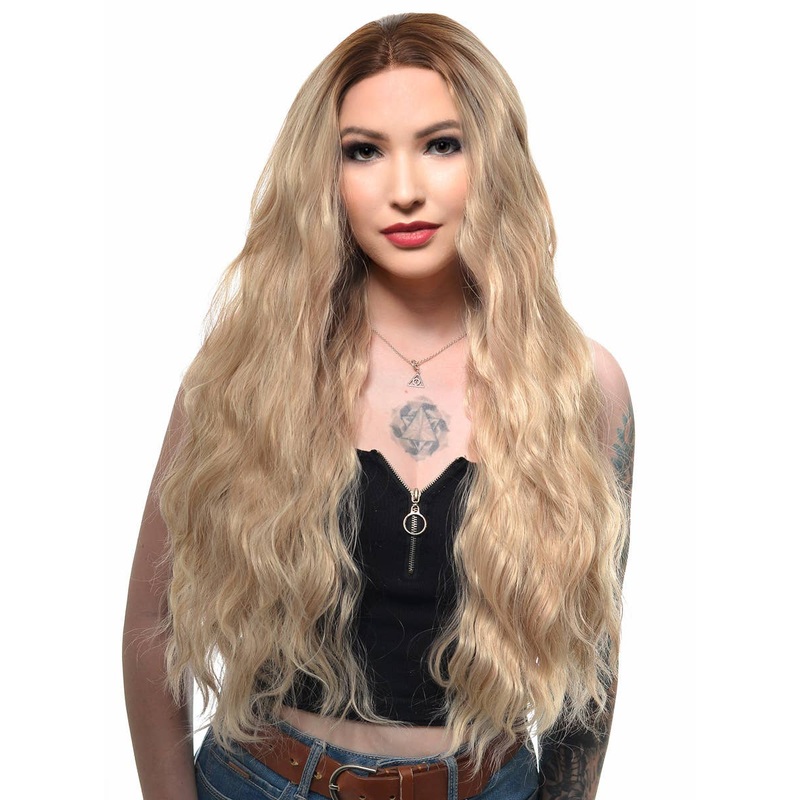 Dirty Blonde Rooted Long Natural Wavy Lace Front Fashion Wig