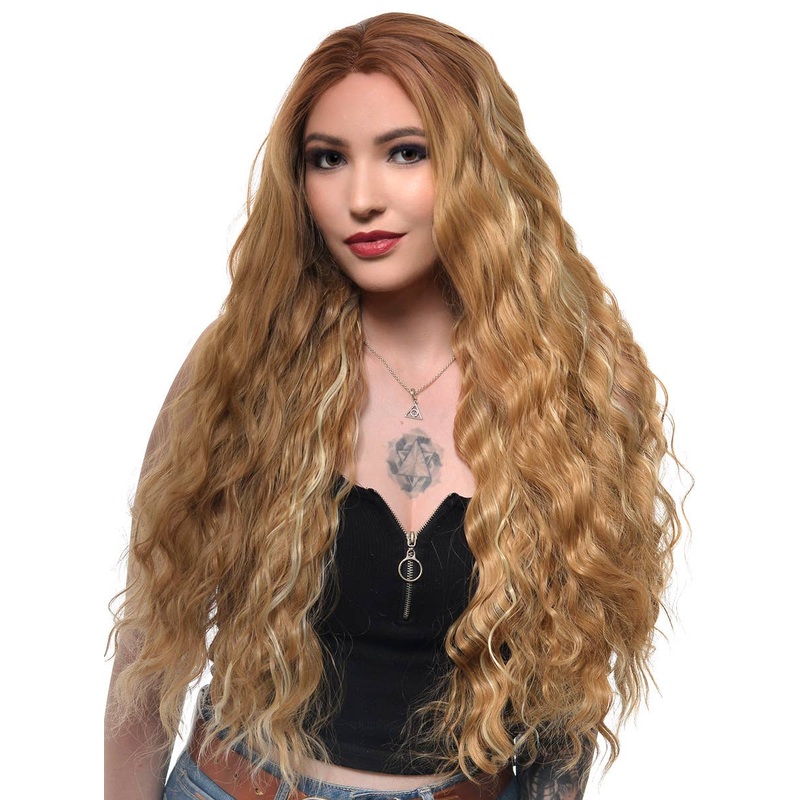 Ginger Blonde Long Natural Wavy Lace Front Fashion Wig