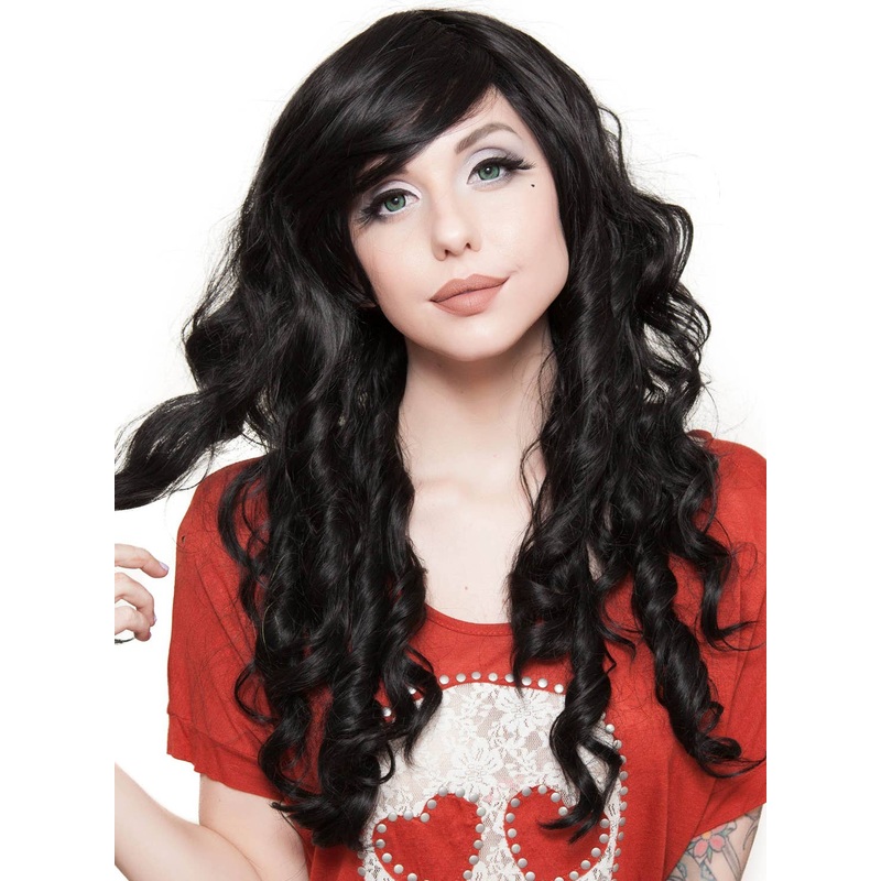 Ringlet Curls Womens Deluxe Black Heat Resistant Wig
