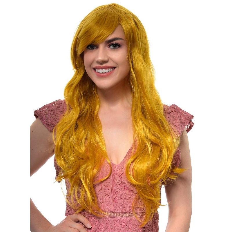 Ryleigh Long Wavy Golden Ginger Womens Costume Wig