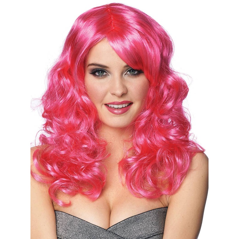 Curled Hot Pink Lolita Womens Costume Wig