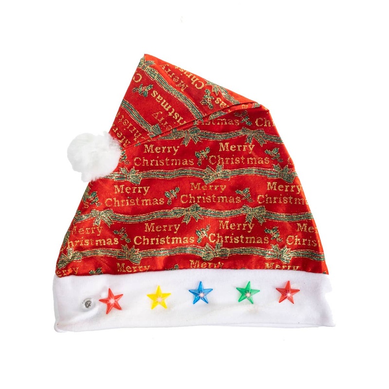 Glittery Merry Christmas Light Up Santa Hat
