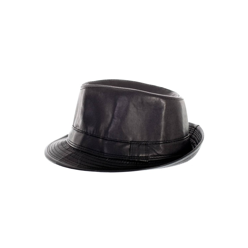 Leather Look Adults Black 1920s Gangster Fedora Hat