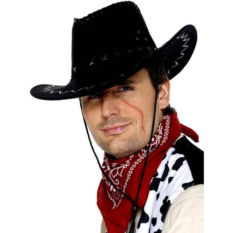 Leather Look Cowboy Hat in Black
