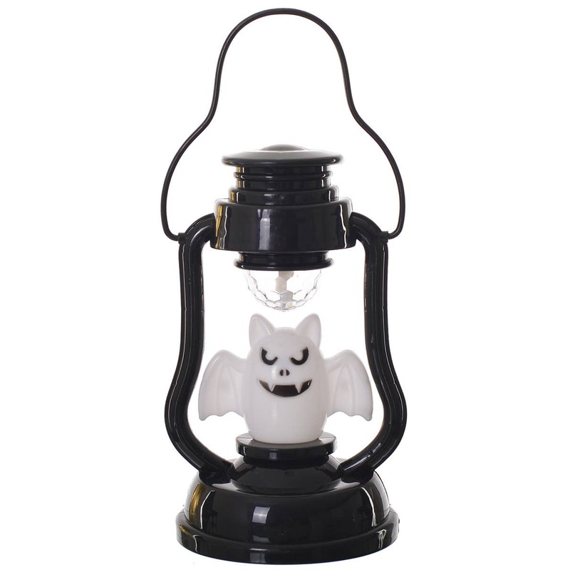White Bat Lantern with Spinning Light Halloween Decoration