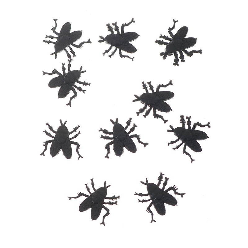 10 Pack of Large Black Flies Halloween Decorations